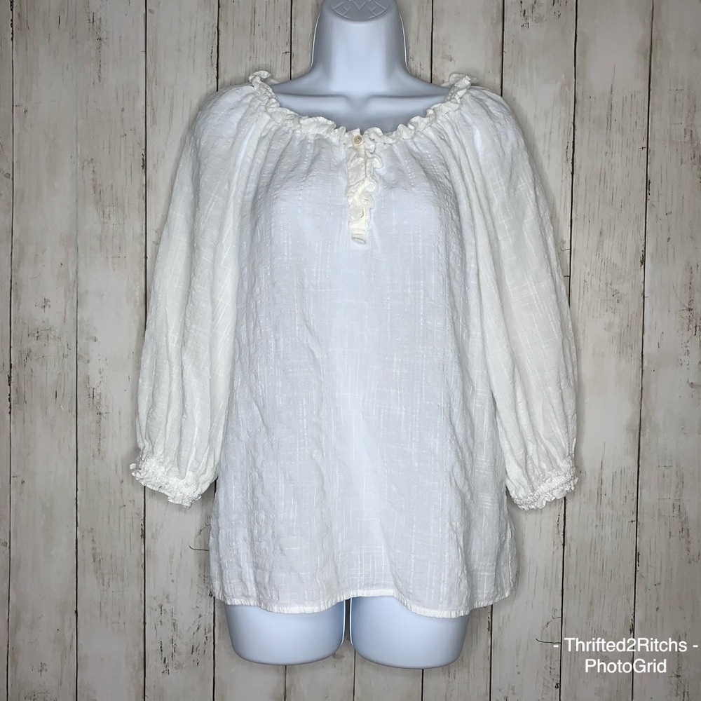 Max Studio White Peasant Blouse